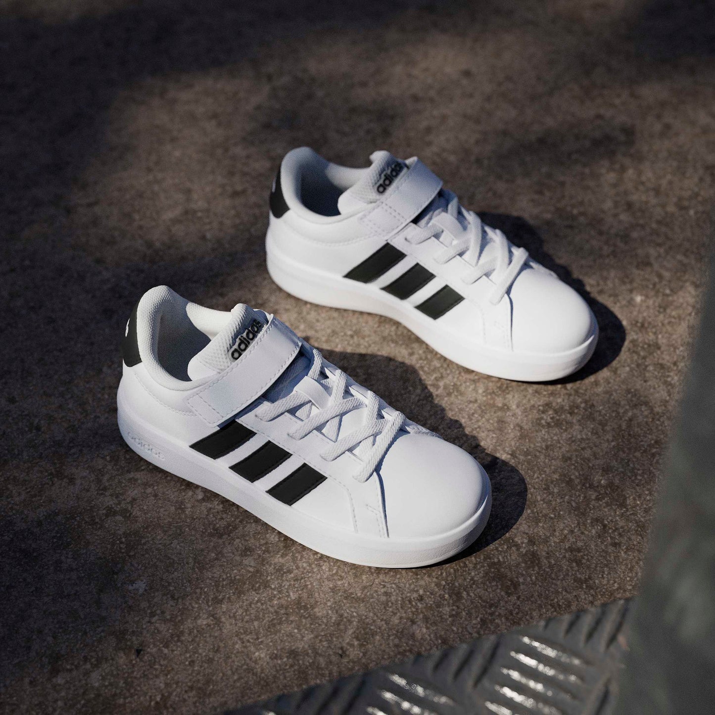 Adidas Kids Grand Court 3.0 Shoes - White/Black/White