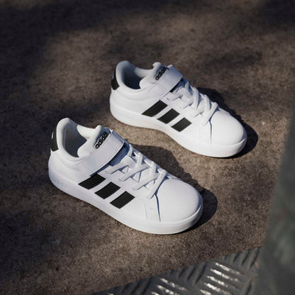 Adidas Kids Grand Court 3.0 Shoes - White/Black/White