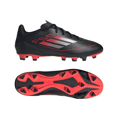 Adidas F50 Club Firm/Multi Ground Boots - Black/Iron Metallic/Lucid Red