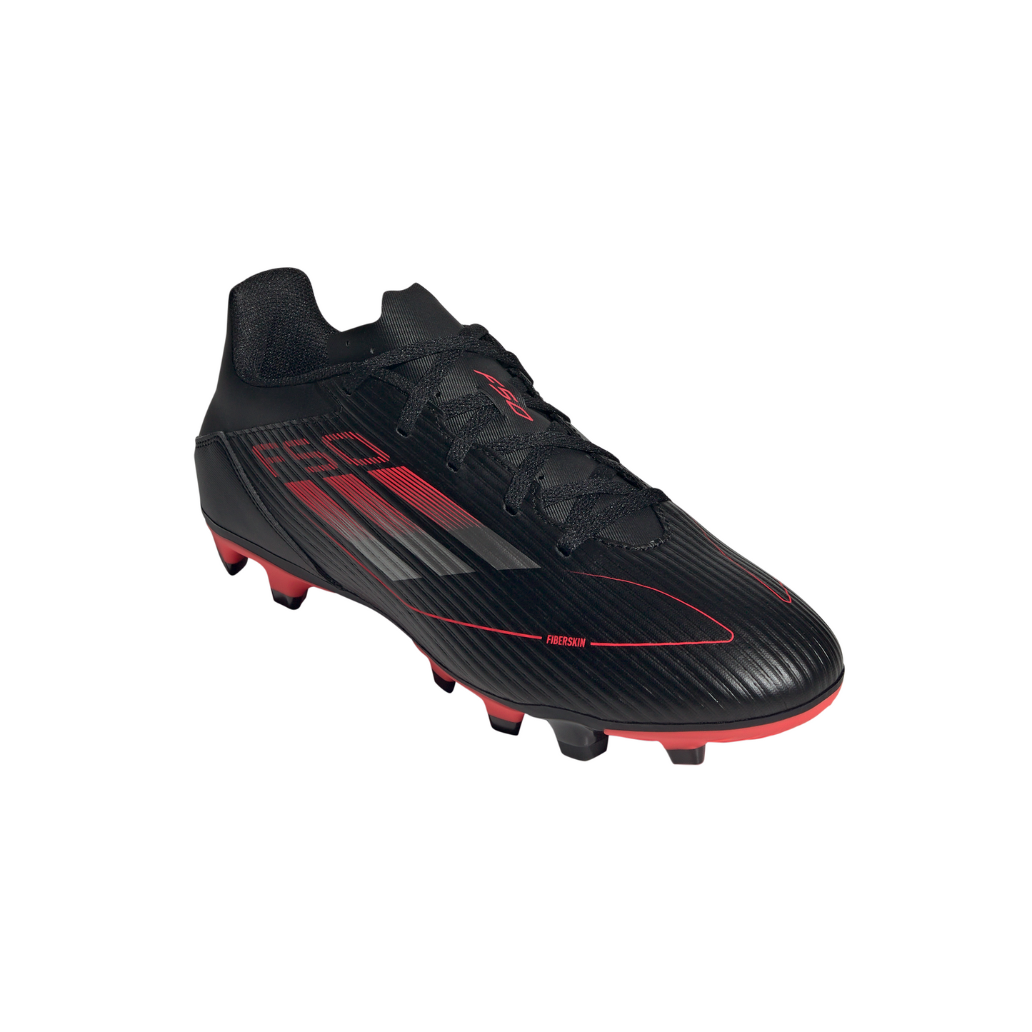Adidas F50 Club Firm/Multi Ground Boots - Black/Iron Metallic/Lucid Red