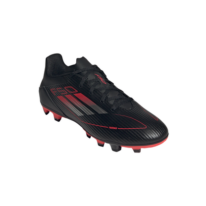 Adidas F50 Club Firm/Multi Ground Boots - Black/Iron Metallic/Lucid Red