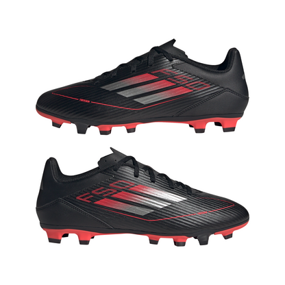 Adidas F50 Club Firm/Multi Ground Boots - Black/Iron Metallic/Lucid Red