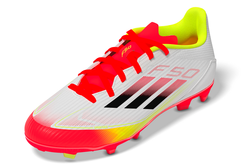 Adidas Kids F50 League Firm/Multi-Ground Boots - White/Black/Yellow