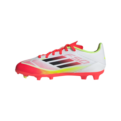Adidas Kids F50 League Firm/Multi-Ground Boots - White/Black/Yellow