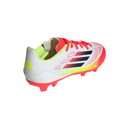 Adidas Kids F50 League Firm/Multi-Ground Boots - White/Black/Yellow