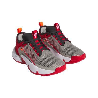 Adidas Trae Unlimited Junior Basketball Shoes - Grey/Carbon/Scarlet