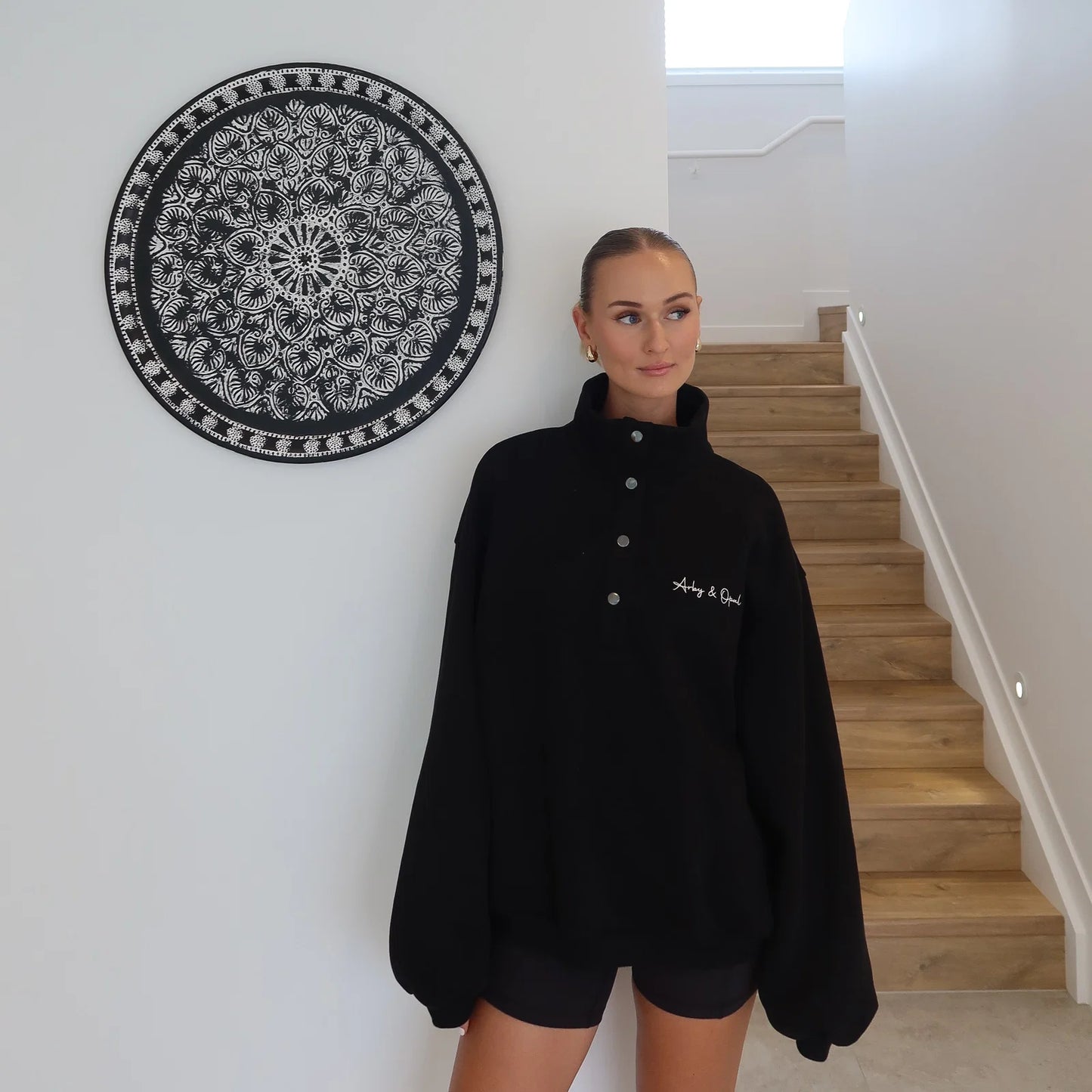 Arby & Opal Dome Button Pullover - Black