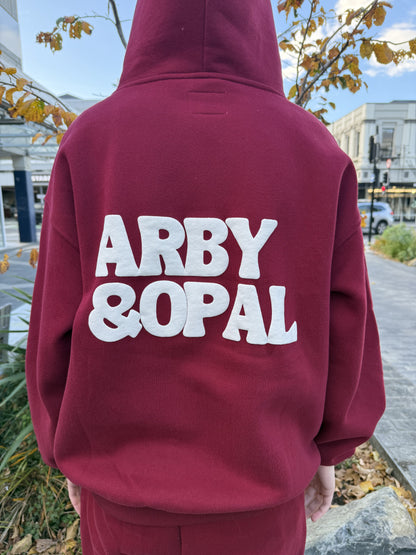 Arby & Opal Unisex Staple Puff Hoodie - Merlot/Cream