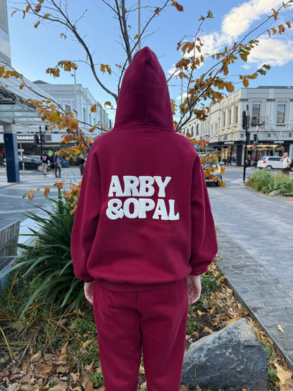 Arby & Opal Unisex Staple Puff Hoodie - Merlot/Cream