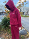 Arby & Opal Staple Puff Straight-Leg Jogger - Merlot/Cream