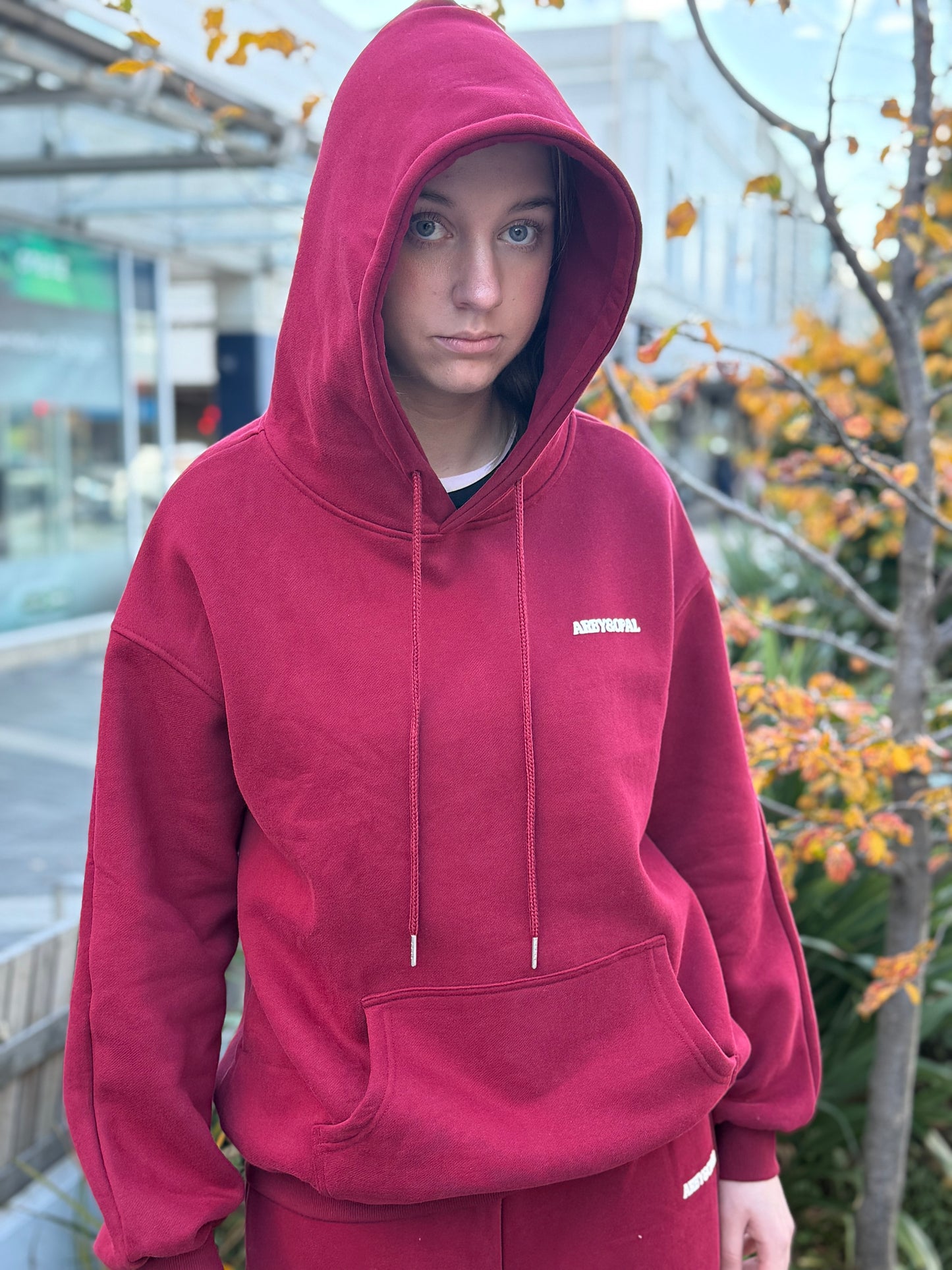 Arby & Opal Unisex Staple Puff Hoodie - Merlot/Cream