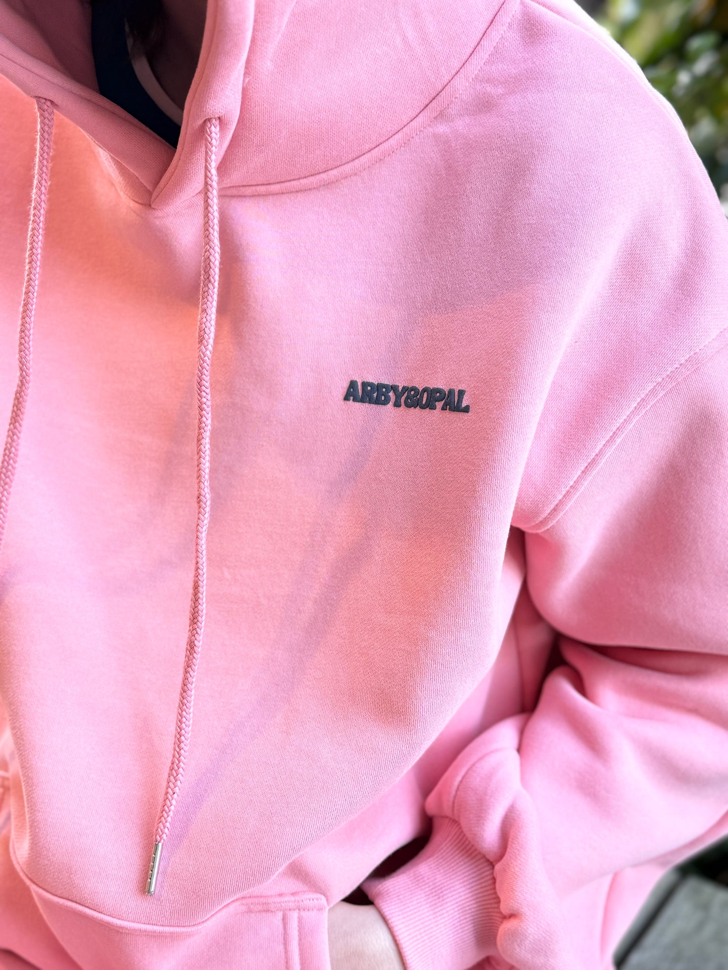 Arby & Opal Unisex Staple Puff Hoodie - Candy Pink/Navy