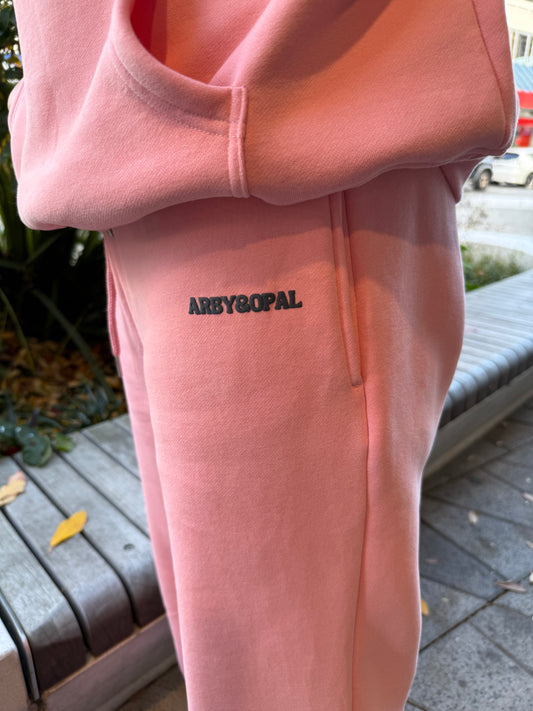 Arby & Opal Staple Puff Straight Leg Jogger - Candy Pink/Navy