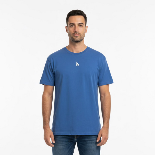 Majestic Athletic Mens LA Dodgers Printed Badge Tee - Classic Blue