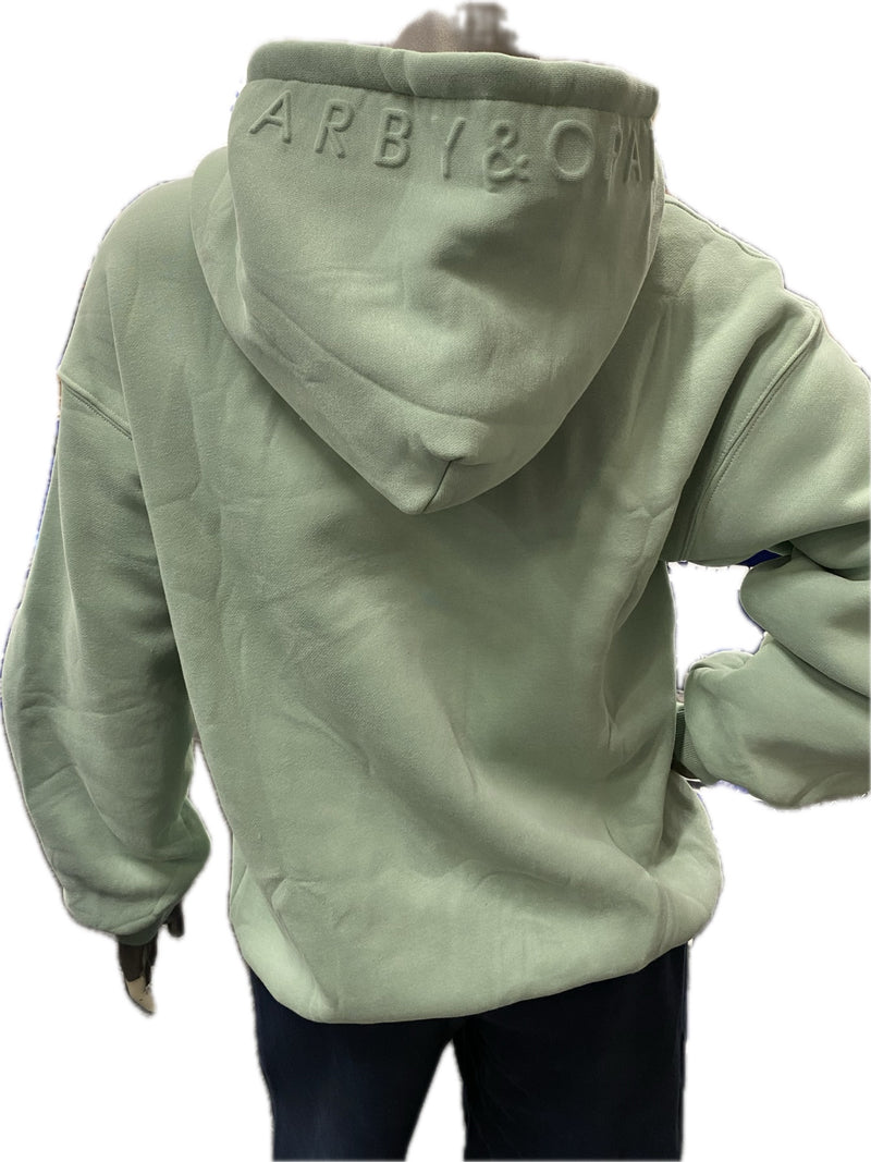 Arby & Opal Unisex Full Length Embossed Hoodie - Basil