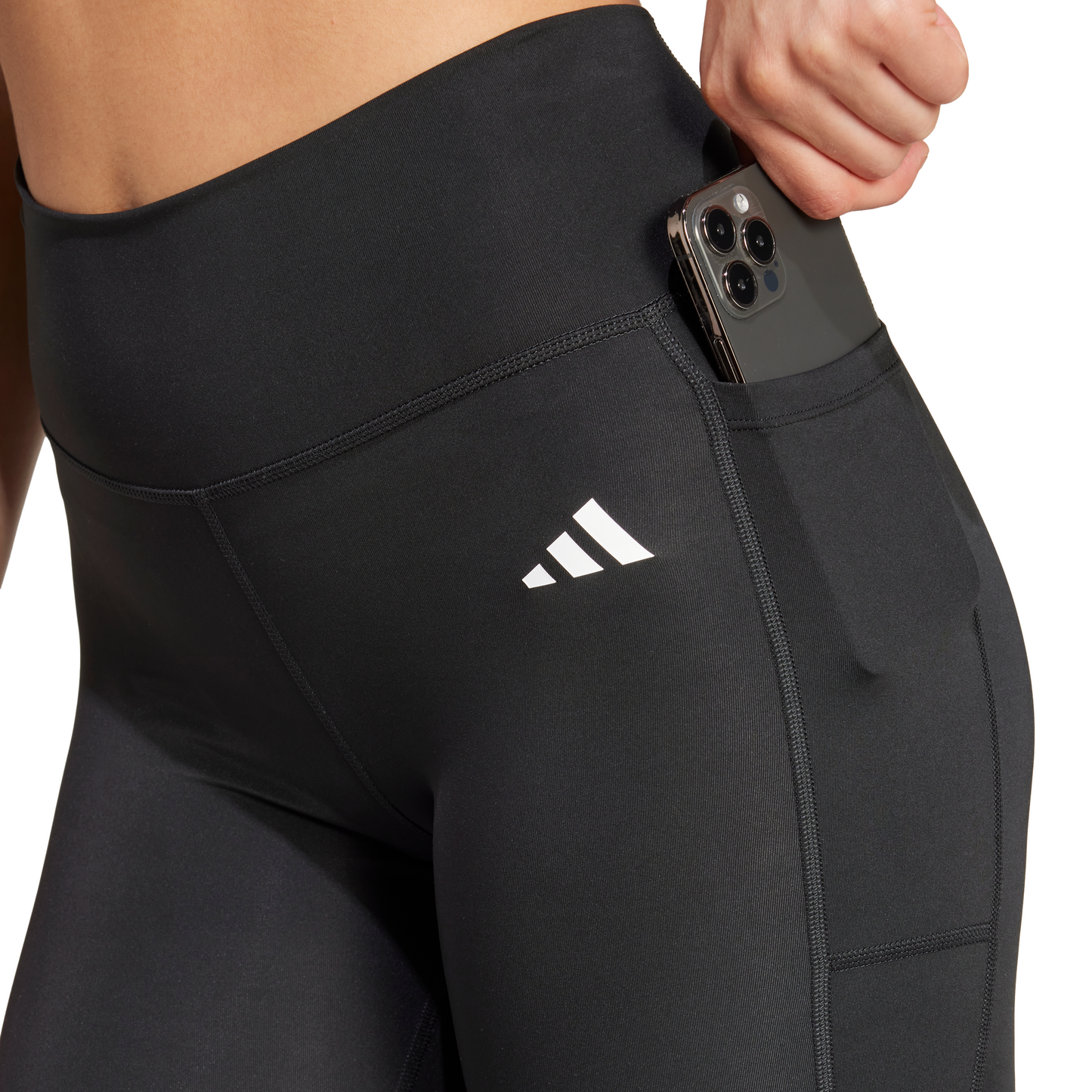 Adidas Womens Optime Essentials Stash Pocket Full-Length Leggings - Black