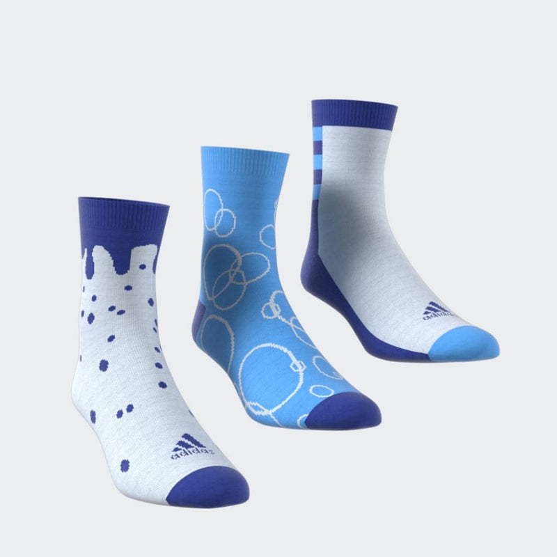 Adidas Kids Graphic Socks 3 Pair Pack - Halo Blue/Blue Burst/Lucid Blue