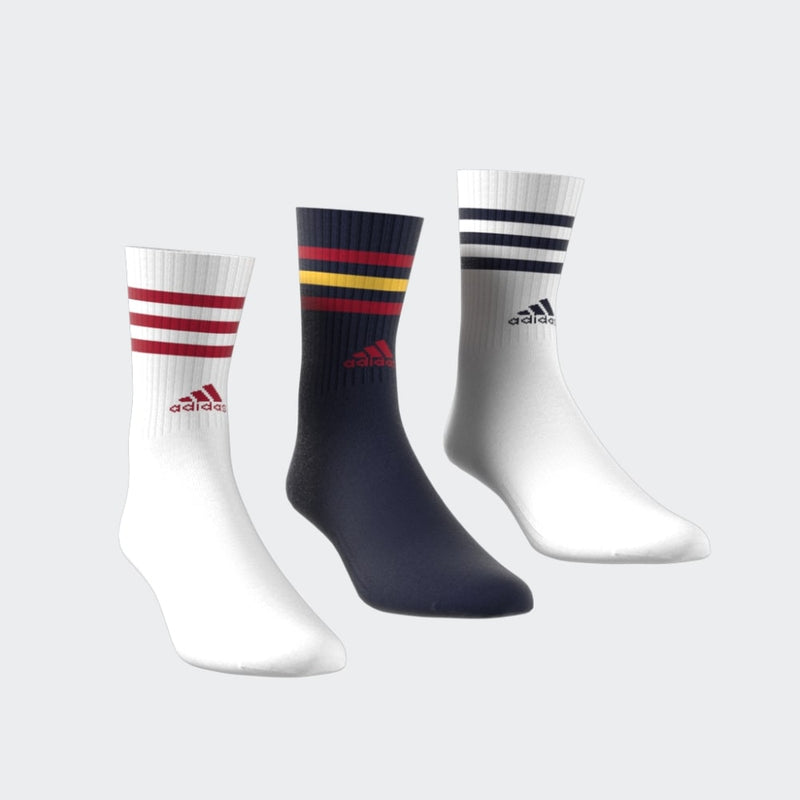 Adidas 3-Stripes Cushioned Crew Socks 3 Pairs - White/Ink/White