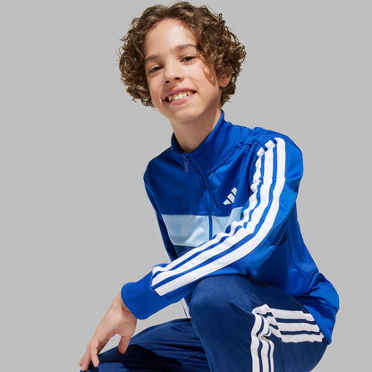 Adidas Kids Seasonal Essentials Tiberio 3-Stripes Tricot Track Suit - Royal Blue/White/Glow Blue