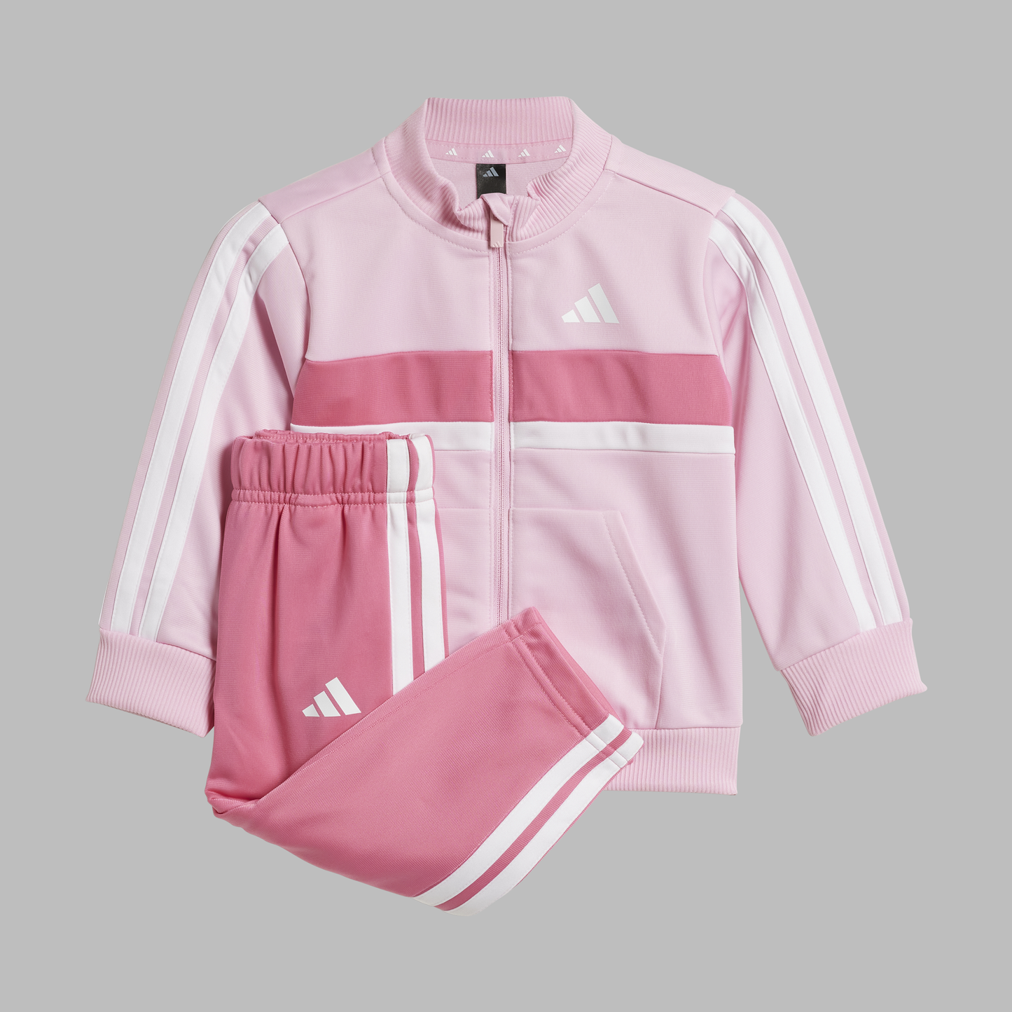 Adidas Kids Seasonal Essentials Tiberio 3-Stripes Tricot Track Suit - True Pink/White/Pink Fusion