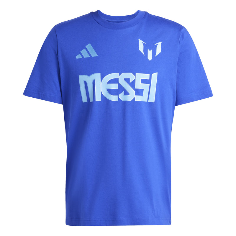 Adidas Mens Messi Name and Number Graphic T-Shirt - Blue