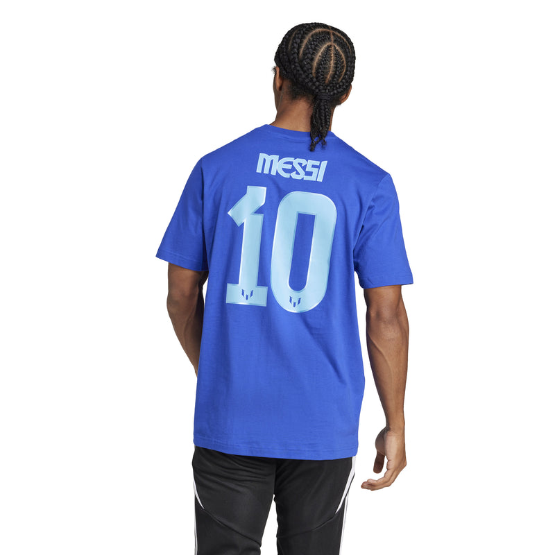 Adidas Mens Messi Name and Number Graphic T-Shirt - Blue