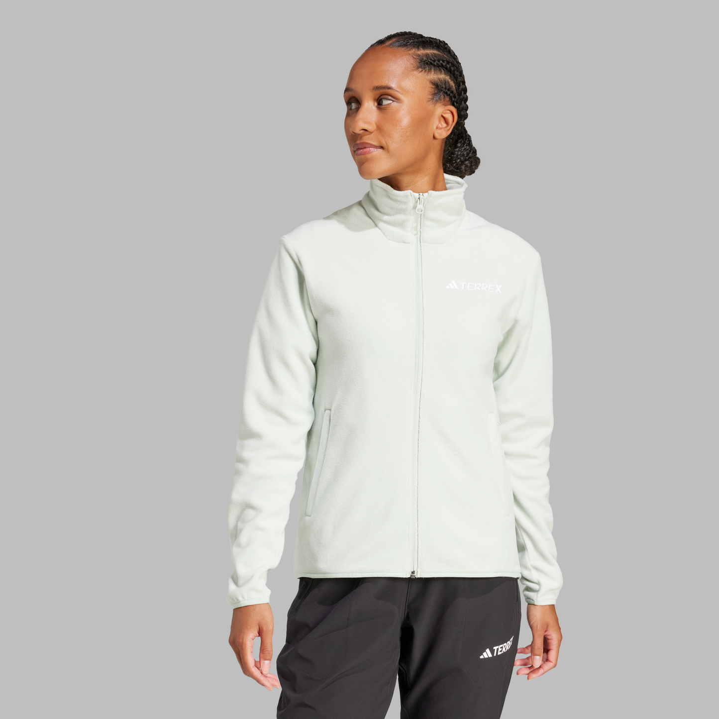 Adidas Womens Multi Essentials Full Zip Fleece Jacket - Linen Green