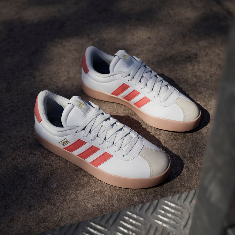 Adidas Womens VL Court 3.0  - Cloud White/Preloved Scarlet/Gold Metallic