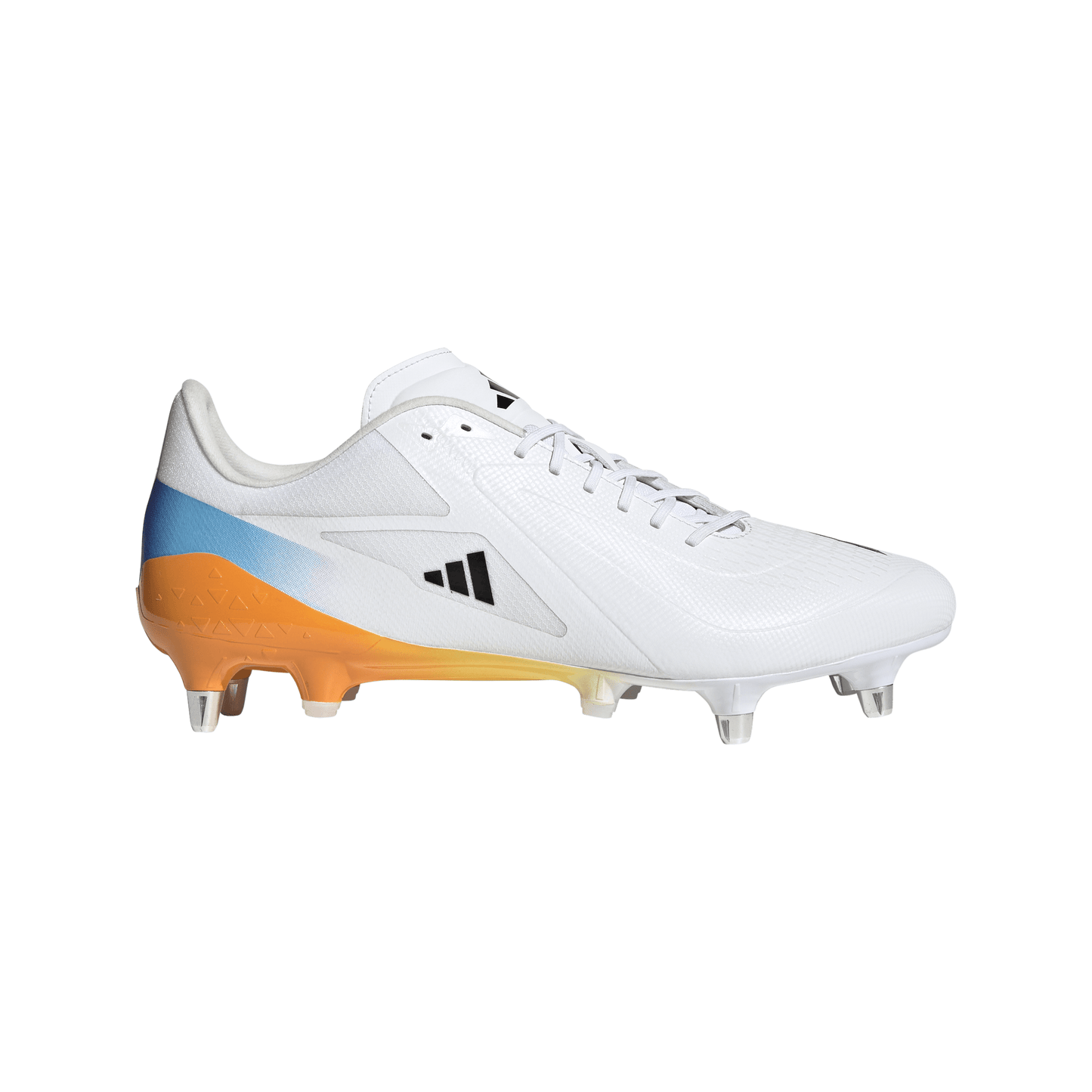 Adidas Adizero RS15 Ultimate Soft Ground Rugby Boots - White/Black/Lucid Tangerine