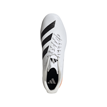 Adidas Adizero RS15 Ultimate Soft Ground Rugby Boots - White/Black/Lucid Tangerine