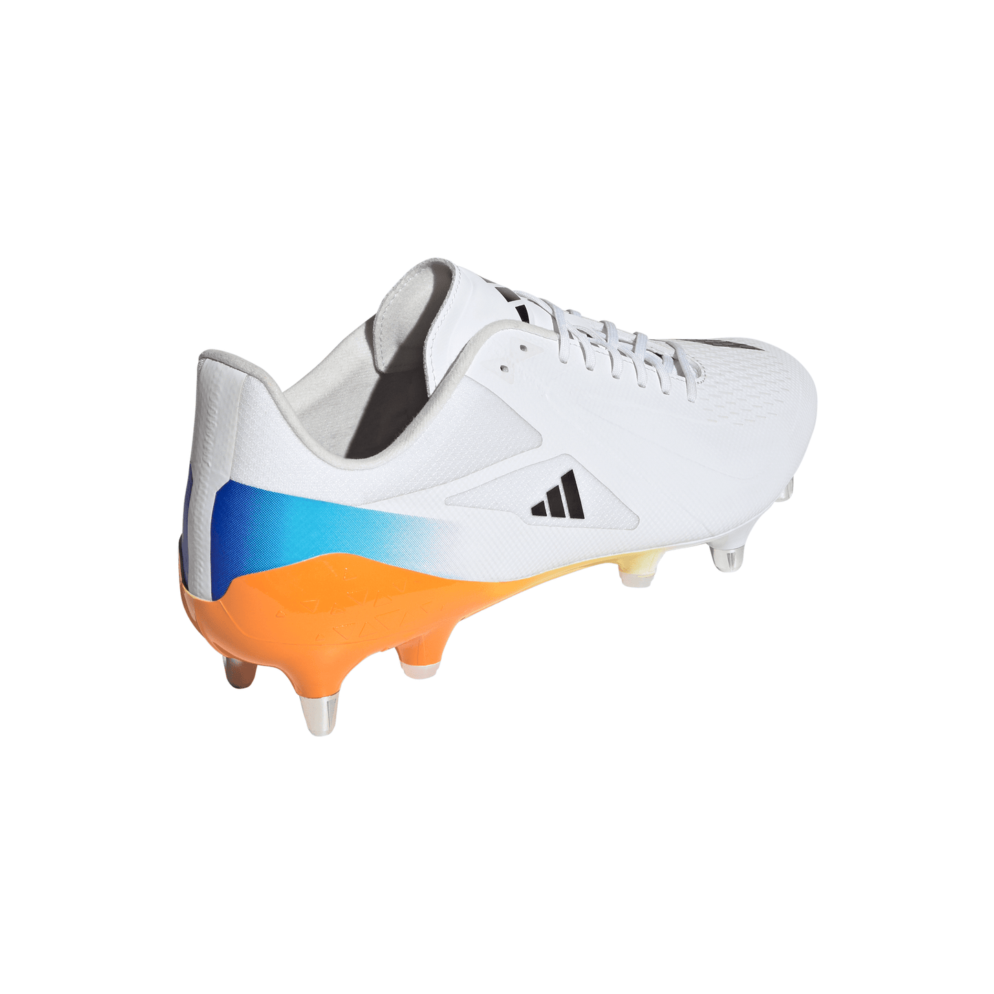 Adidas Adizero RS15 Ultimate Soft Ground Rugby Boots - White/Black/Lucid Tangerine