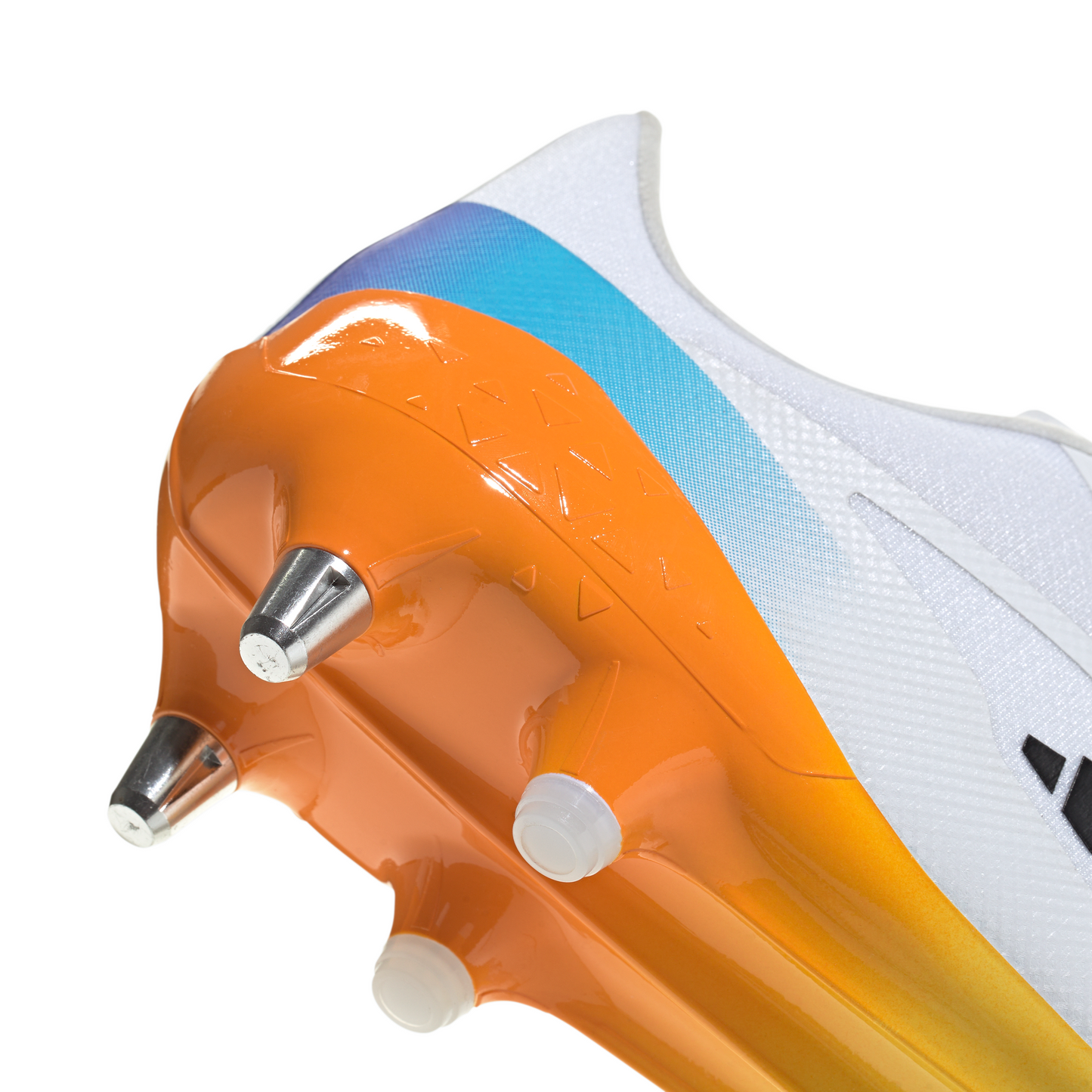 Adidas Adizero RS15 Ultimate Soft Ground Rugby Boots - White/Black/Lucid Tangerine