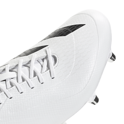 Adidas Adizero RS15 Ultimate Soft Ground Rugby Boots - White/Black/Lucid Tangerine