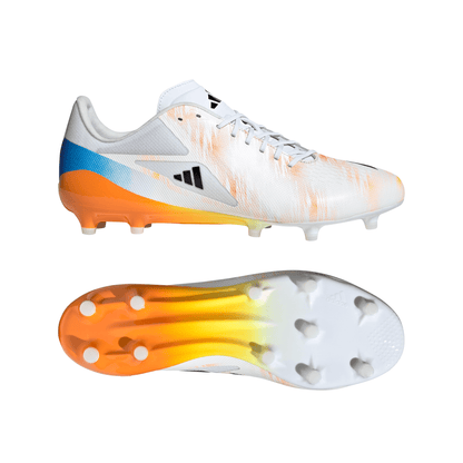 Adidas Adizero RS15 Pro Firm Ground Rugby Boots - White/Black/Lucid Tangerine