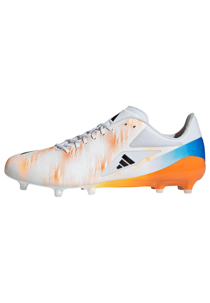 Adidas Adizero RS15 Pro Firm Ground Rugby Boots - White/Black/Lucid Tangerine