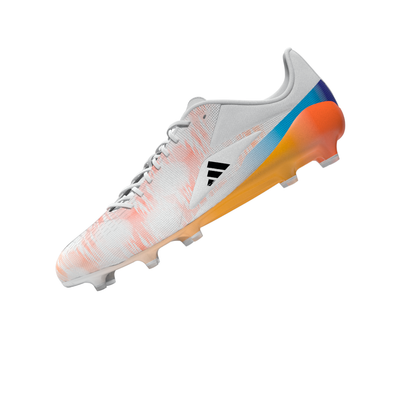 Adidas Adizero RS15 Pro Firm Ground Rugby Boots - White/Black/Lucid Tangerine