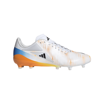 Adidas Adizero RS15 Pro Firm Ground Rugby Boots - White/Black/Lucid Tangerine