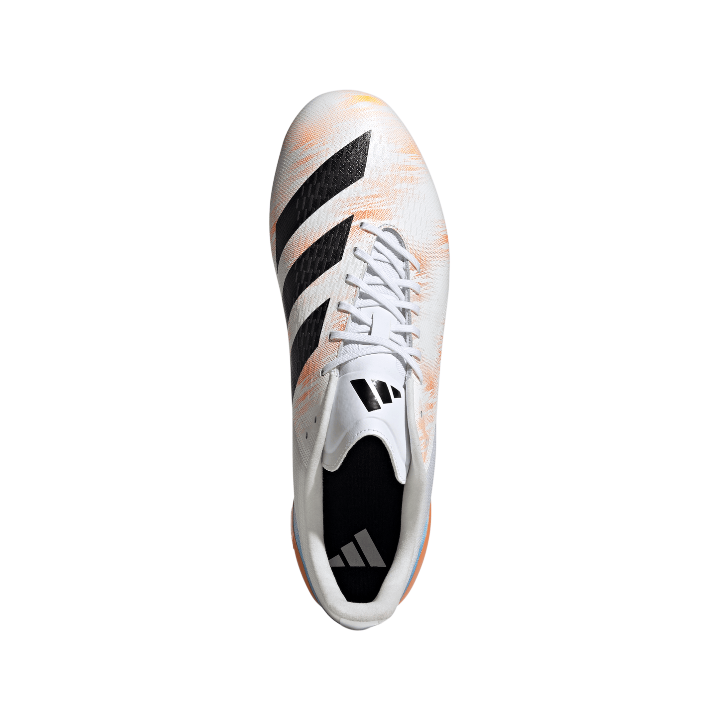 Adidas Adizero RS15 Pro Firm Ground Rugby Boots - White/Black/Lucid Tangerine