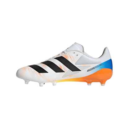 Adidas Adizero RS15 Pro Firm Ground Rugby Boots - White/Black/Lucid Tangerine