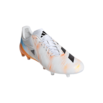 Adidas Adizero RS15 Pro Firm Ground Rugby Boots - White/Black/Lucid Tangerine