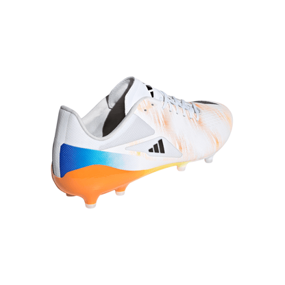 Adidas Adizero RS15 Pro Firm Ground Rugby Boots - White/Black/Lucid Tangerine