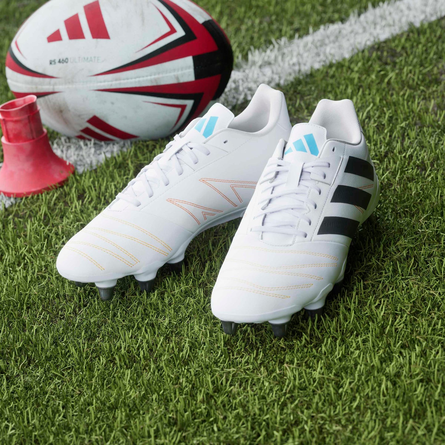 Adidas Kakari Elite (SG) Boots - White/Black/Lucid Aquamarine