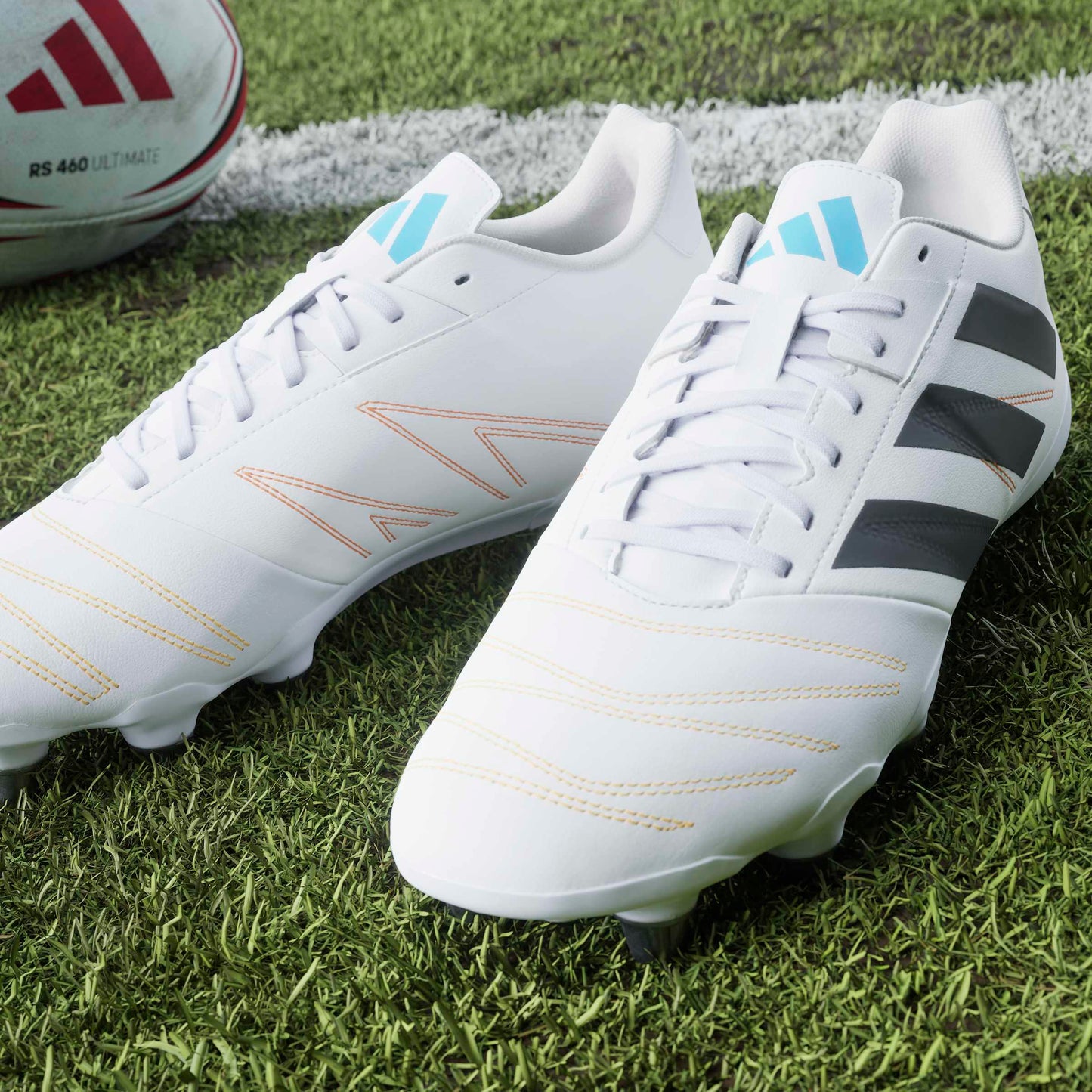 Adidas Kakari Elite (SG) Boots - White/Black/Lucid Aquamarine
