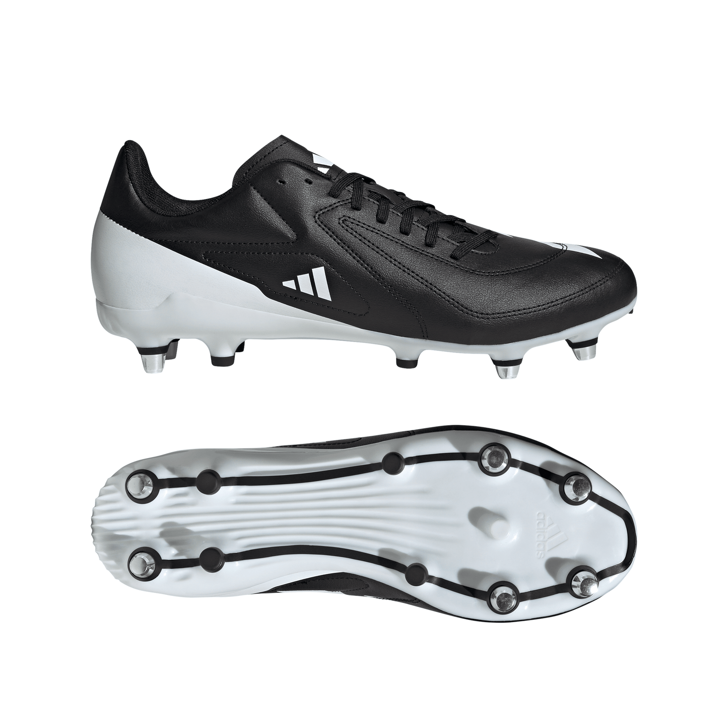 Adidas Adizero RS15 Ultimate Soft Ground Rugby Boots - Black/White/Grey-