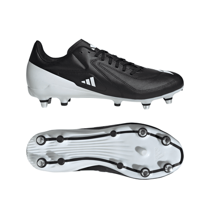 Adidas Adizero RS15 Ultimate Soft Ground Rugby Boots - Black/White/Grey-