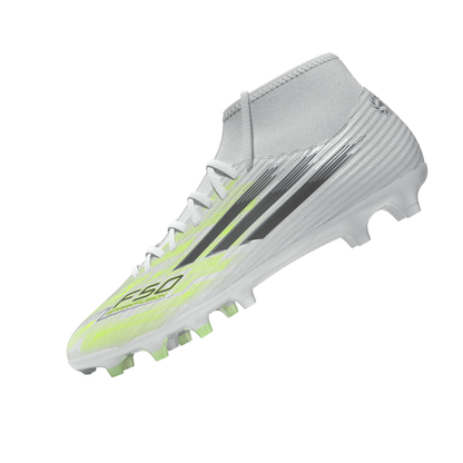 Adidas Womens F50 SPARKFUSION CLUB Mid Cut FG / AG Football Boots - White/Iron Metal/Hi-Res Yellow