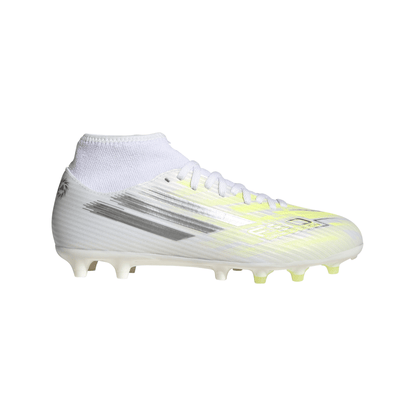 Adidas Womens F50 SPARKFUSION CLUB Mid Cut FG / AG Football Boots - White/Iron Metal/Hi-Res Yellow