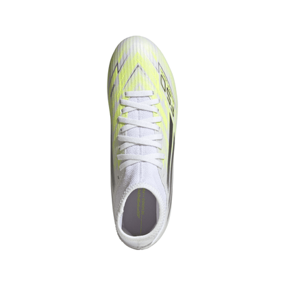 Adidas Womens F50 SPARKFUSION CLUB Mid Cut FG / AG Football Boots - White/Iron Metal/Hi-Res Yellow