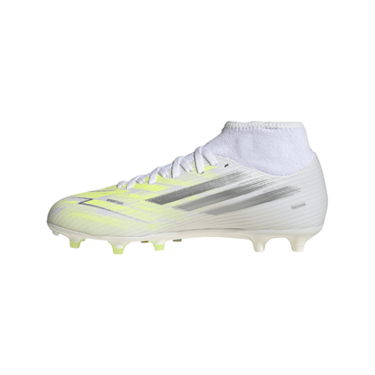 Adidas Womens F50 SPARKFUSION CLUB Mid Cut FG / AG Football Boots - White/Iron Metal/Hi-Res Yellow