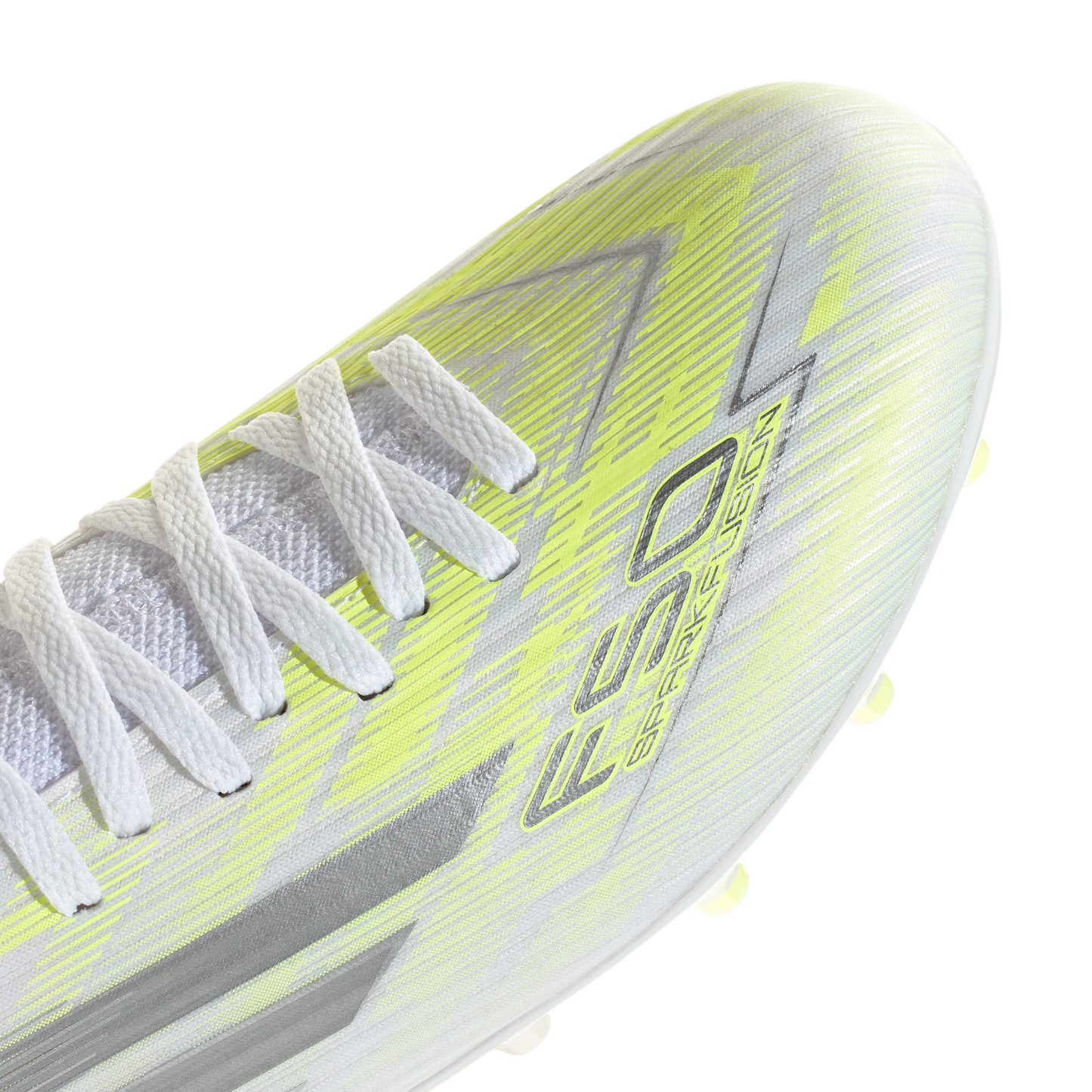 Adidas Womens F50 SPARKFUSION CLUB Mid Cut FG / AG Football Boots - White/Iron Metal/Hi-Res Yellow